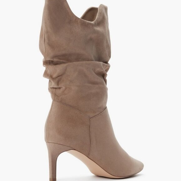 Justfab Frenchy Slouch Stiletto Suede Bootie boots Portobello taupe tan size 6.5 - Picture 3 of 12